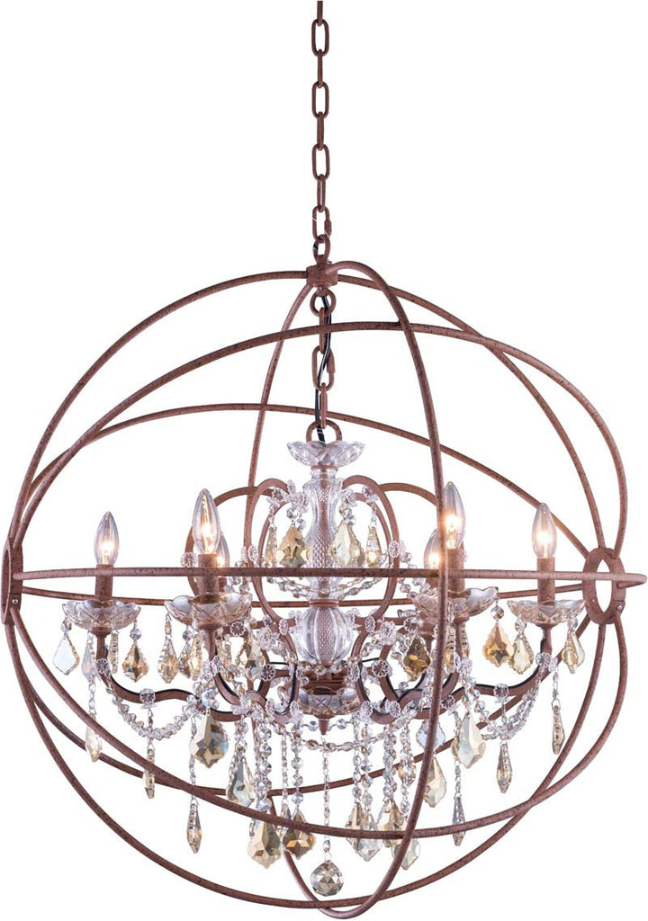 C121-1130D32RI-GT/RC By Elegant Lighting - Geneva Collection Intent Finish 6 Lights Pendant lamp