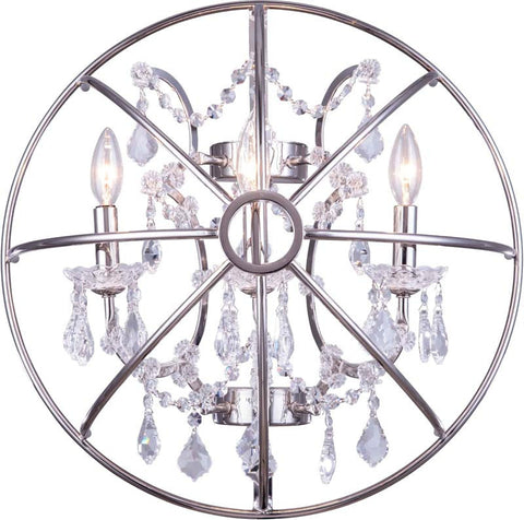 C121-1130W21PN/RC By Elegant Lighting - Geneva Collection Polished nickel Finish 3 Lights Wall Sconce