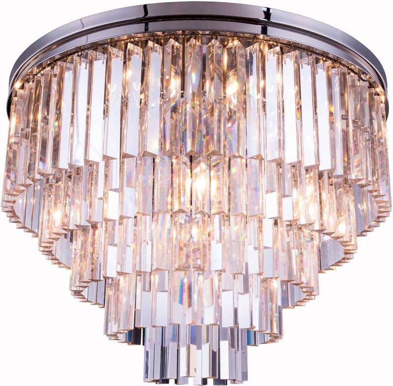 C121-1201F32PN/RC By Elegant Lighting Urban Collection 17 Light Flush Mount Polished nickel Finish