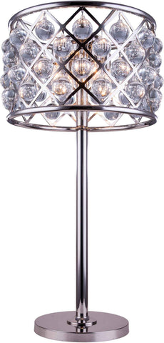 C121-1204TL15PN/RC By Elegant Lighting - Madison Collection Polished nickel Finish 3 Lights Table Lamp