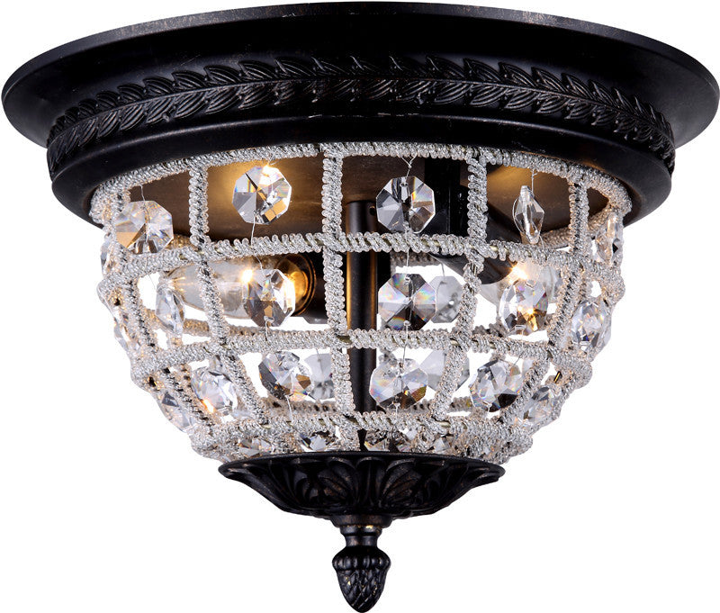 C121-1205F12DB/RC By Elegant Lighting - Olivia Collection Dark Bronze Finish 2 Lights Flush Mount