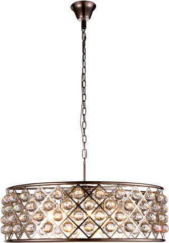 C121-1214D32PN/RC By Elegant Lighting - Madison Collection Polished Nickel Finish 8 Lights Pendant Lamp