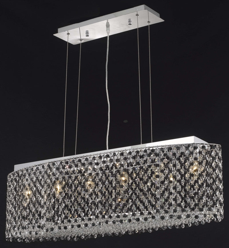 C121-1292D38C-BO/RC By Elegant Lighting Moda Collection 6 Light Chandeliers Chrome Finish