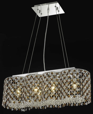 C121-1295D24C-BO/RC By Elegant Lighting Moda Collection 4 Light Chandeliers Chrome Finish