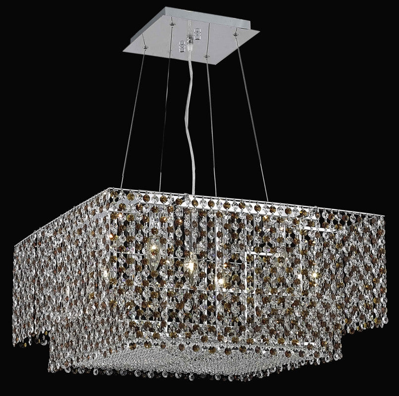 C121-1299D24C-LP/RC By Elegant Lighting Moda Collection 4 Light Chandeliers Chrome Finish