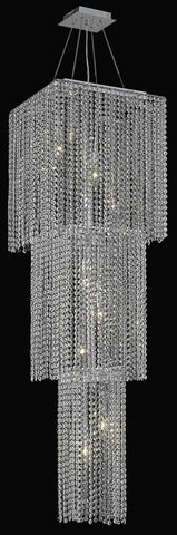 C121-1299G54C-BO/RC By Elegant Lighting Moda Collection 9 Light Chandeliers Chrome Finish