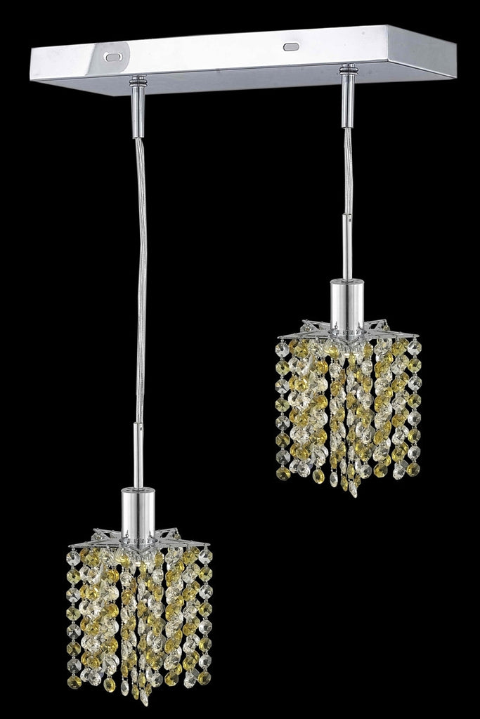 C121-1382D-O-P-GT/RC By Elegant Lighting Mini Collection 2 Light Pendants Chrome Finish