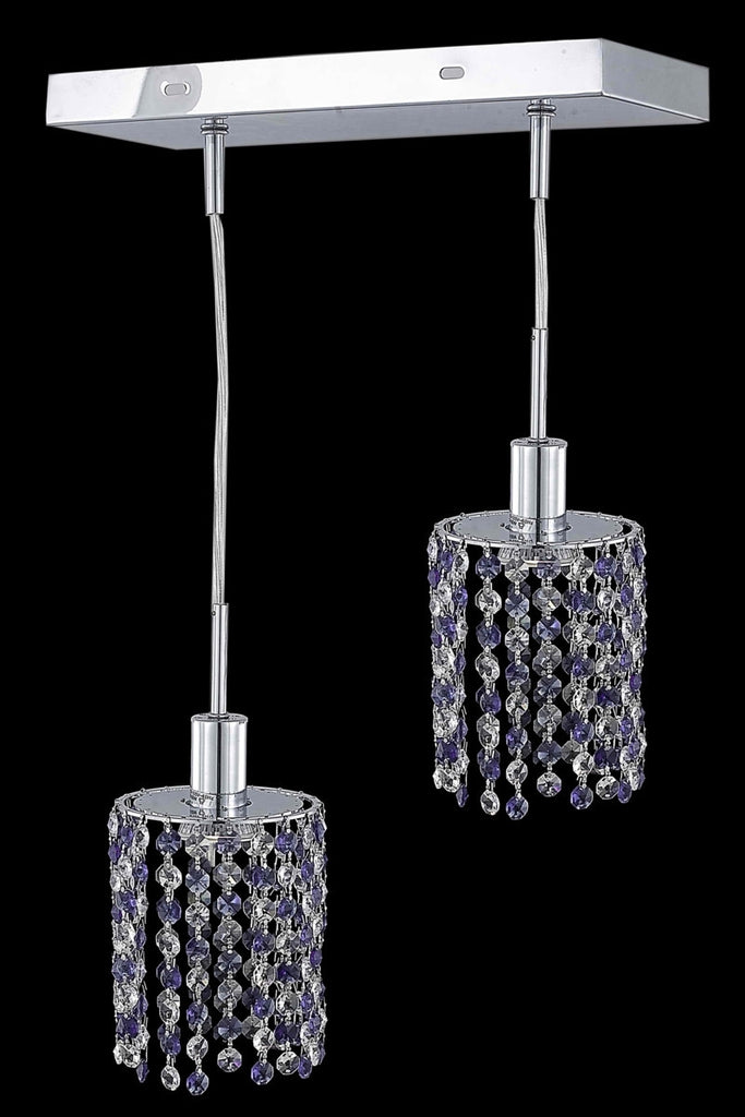 C121-1382D-O-R-BO/RC By Elegant Lighting Mini Collection 2 Light Pendants Chrome Finish