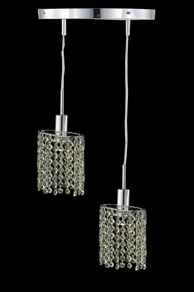 C121-1382D-R-E-GT/RC By Elegant Lighting Mini Collection 2 Light Pendants Chrome Finish