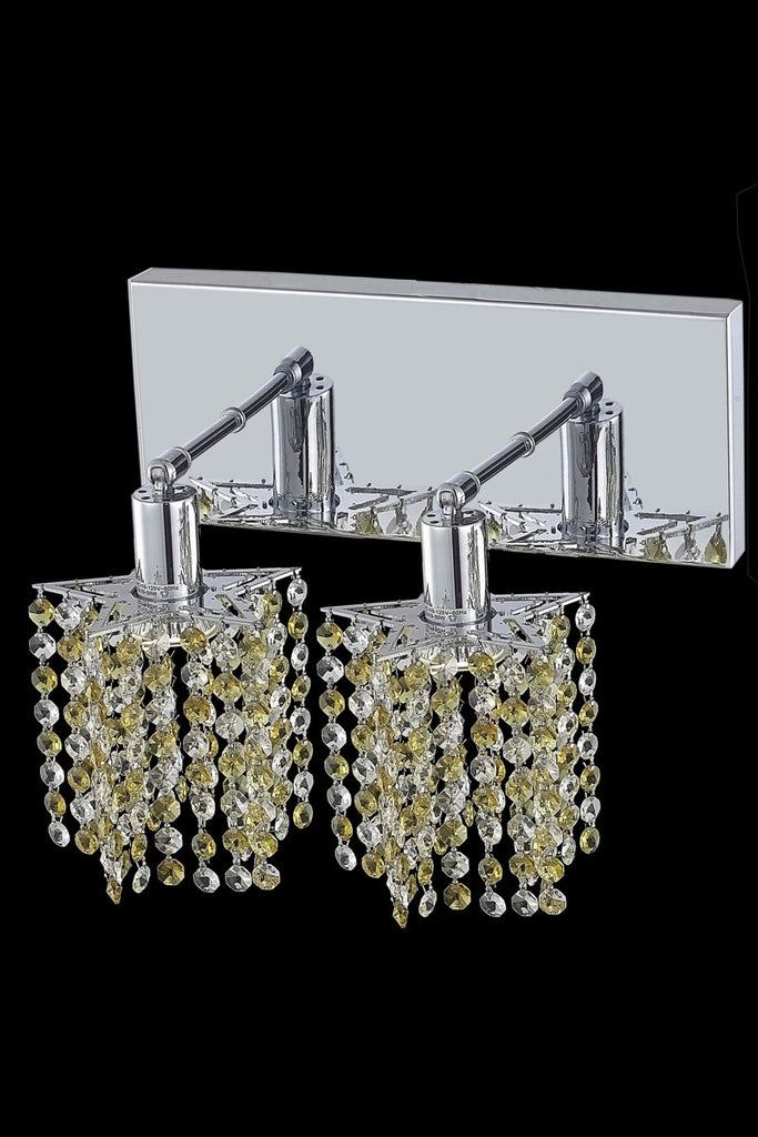 C121-1382W-O-P-JT/RC By Elegant Lighting Mini Collection 2 Light Wall Sconces Chrome Finish