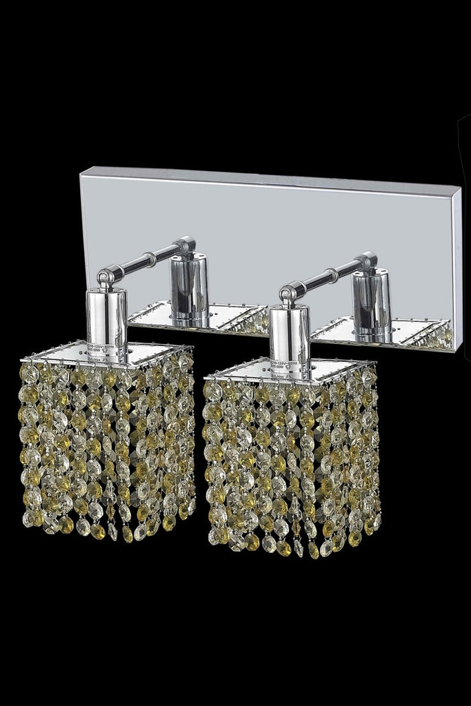 C121-1382W-O-S-BO/RC By Elegant Lighting Mini Collection 2 Light Wall Sconces Chrome Finish