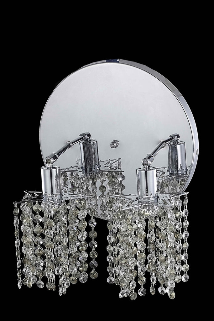 C121-1382W-R-P-LT/RC By Elegant Lighting Mini Collection 2 Light Wall Sconces Chrome Finish