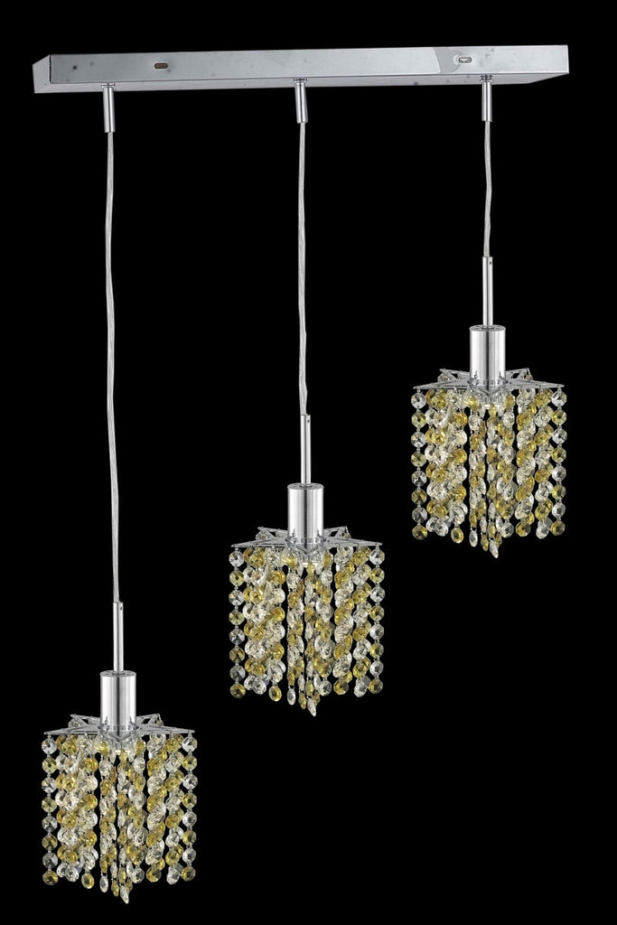 C121-1383D-O-P-JT/RC By Elegant Lighting Mini Collection 3 Light Pendants Chrome Finish