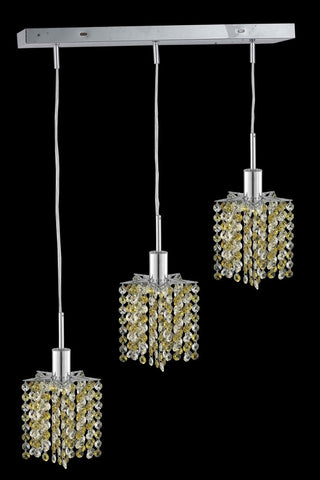 C121-1383D-O-P-LP/RC By Elegant Lighting Mini Collection 3 Light Pendants Chrome Finish