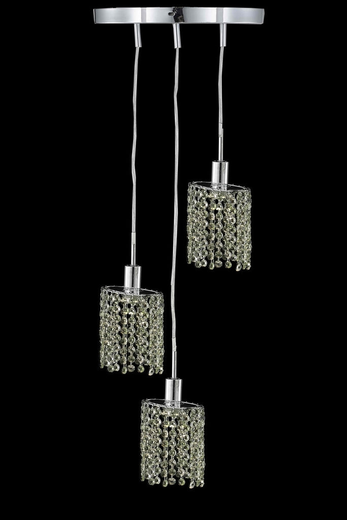 C121-1383D-R-E-GT/RC By Elegant Lighting Mini Collection 3 Light Pendants Chrome Finish