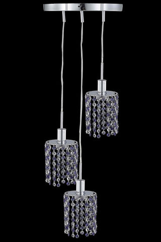 C121-1383D-R-R-LP/RC By Elegant Lighting Mini Collection 3 Light Pendants Chrome Finish