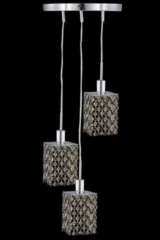 C121-1383D-R-S-LP/RC By Elegant Lighting Mini Collection 3 Light Pendants Chrome Finish