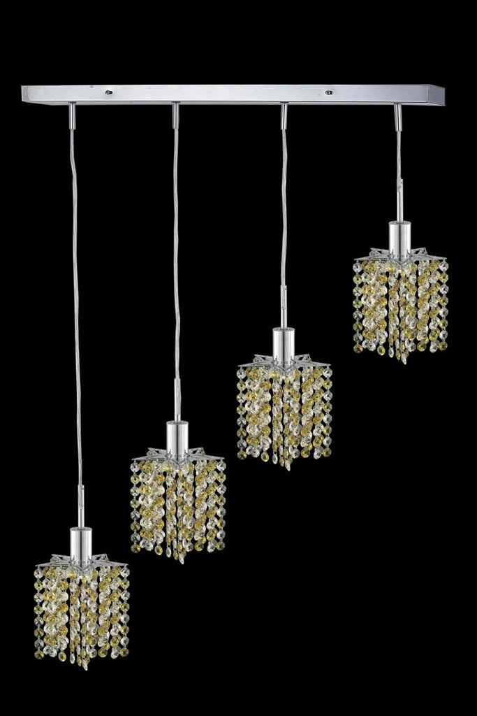 C121-1384D-O-P-LP/RC By Elegant Lighting Mini Collection 4 Light Pendants Chrome Finish