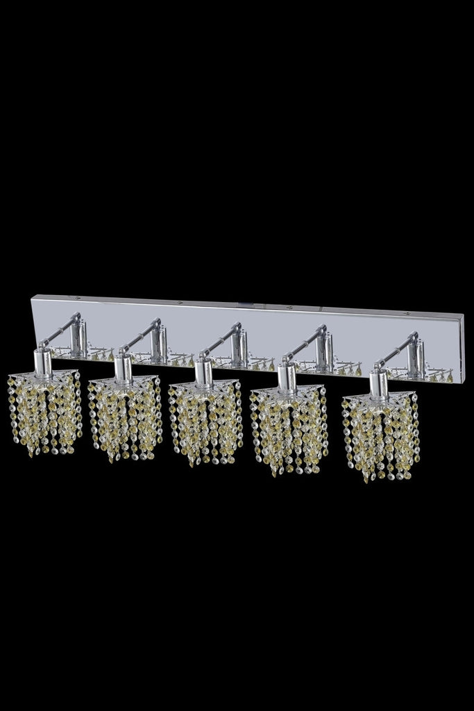 C121-1385W-O-P-LT/RC By Elegant Lighting Mini Collection 5 Light Wall Sconces Chrome Finish