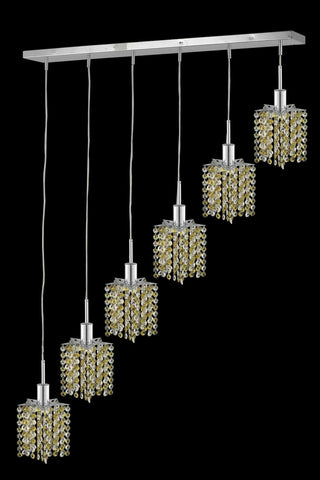 C121-1386D-O-P-LP/RC By Elegant Lighting Mini Collection 6 Light Chandeliers Chrome Finish