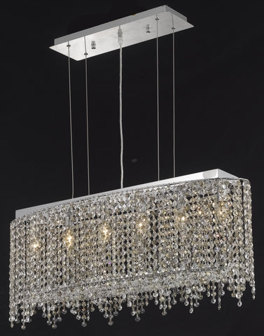 C121-1392D32C-LT/RC By Elegant Lighting Moda Collection 6 Light Chandeliers Chrome Finish