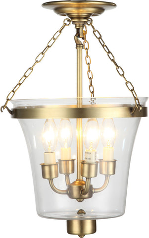 C121-1423F12BB By Elegant Lighting - Seneca Collection Burnished Brass Finish 4 Lights Flush Mount