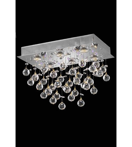 C121-2021F20C(LED)/RC By Elegant Lighting Galaxy Collection 6 Light Flush Mount Chrome Finish