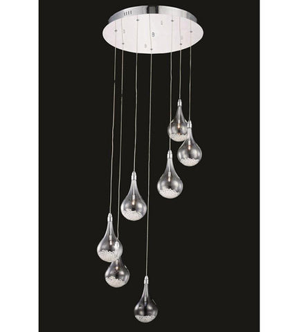 C121-2054D7R/RC By Elegant Lighting Edison Collection 7 Light Pendant Chrome Finish