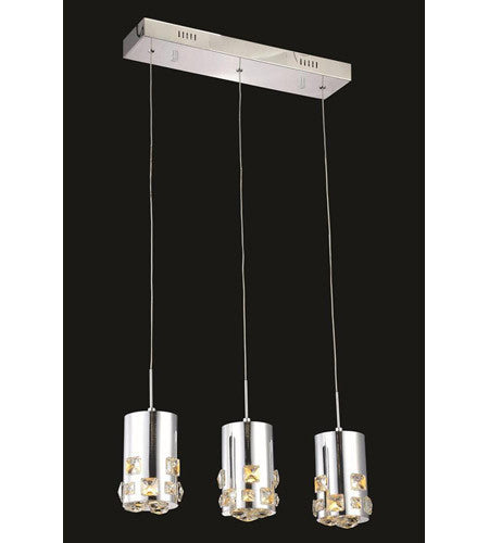 C121-2055D3O/RC By Elegant Lighting Broadway Collection 3 Light Pendant Chrome Finish