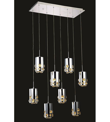 C121-2055D8O/RC By Elegant Lighting Broadway Collection 8 Light Pendant Chrome Finish