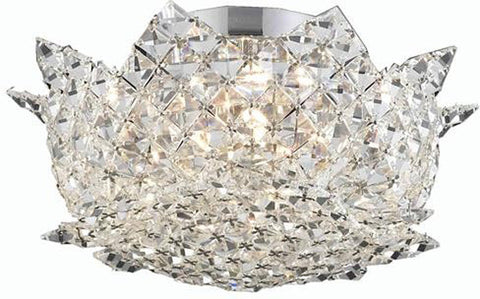 C121-2083F12C/EC By Elegant Lighting - Lotus Collection Chrome Finish 4 Lights Flush Mount