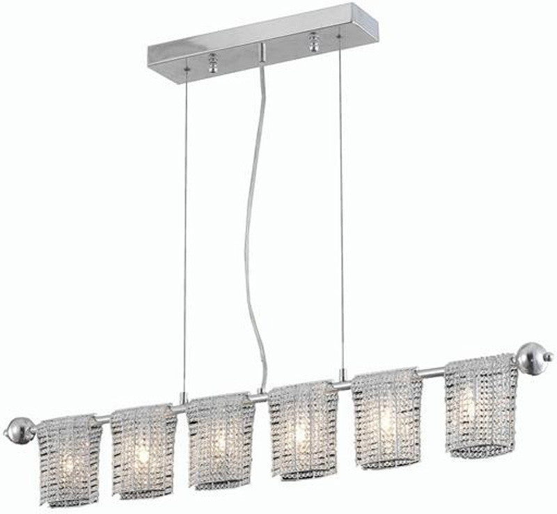 C121-2085D39C/EC By Elegant Lighting - Vivid Collection Chrome Finish 6 Lights Dining Room