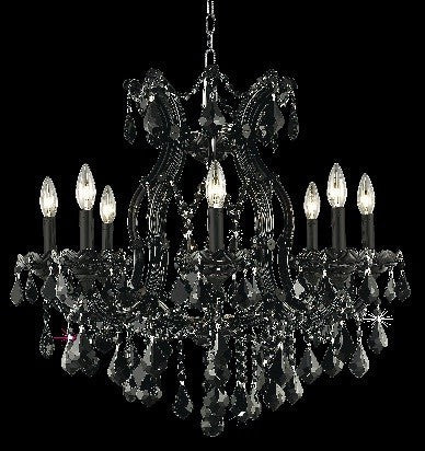 C121-2800D26B/RC+SH-2R30S By Elegant Lighting Maria Theresa Collection 9 Light Dining Room Black Finish