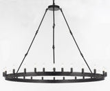 Set of 2 - Wrought Iron Vintage Barn Metal Castile One Tier Chandelier Chandeliers Industrial Loft Rustic Lighting W 63" H 49" - 2EA G7-3428/30
