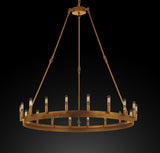 Wrought Iron Vintage Barn Metal Castile One Tier Chandelier Chandeliers Industrial Loft Rustic Lighting W 38" H 40" - A500-CG/3428/18