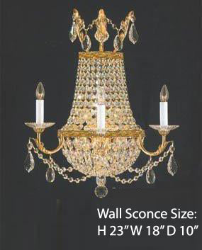 Crystal Trimmed Wall Sconce! Empire Crystal Wall Sconce Lighting W18"  H23" D10" - A81-CG/1/8/WALLSCONCE