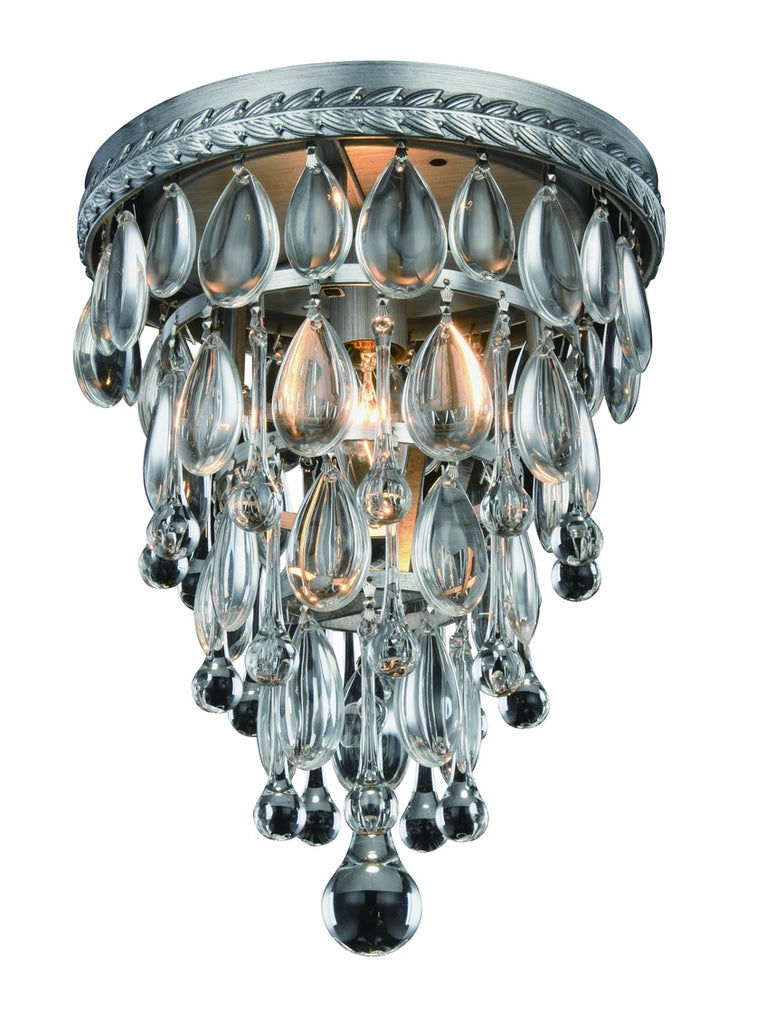 ZC121-1219F9AS/RC - Urban Classic: Nordic 1 light Antique Silver Flush Mount Clear Royal Cut Crystal