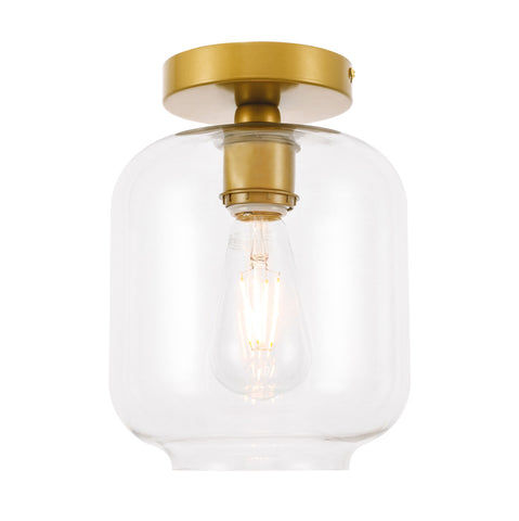 ZC121-LD2270BR - Living District: Collier 1 light Brass and Clear glass Flush mount