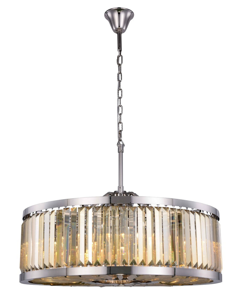 ZC121-1233D35PN-GT/RC - Urban Classic: Chelsea 10 light Polished nickel Chandelier Golden Teak (Smoky) Royal Cut Crystal