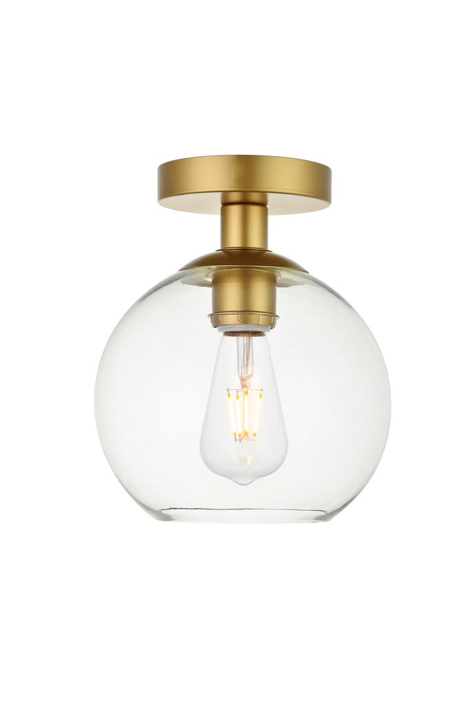 ZC121-LD2204BR - Living District: Baxter 1 Light Brass Flush Mount With Clear Glass