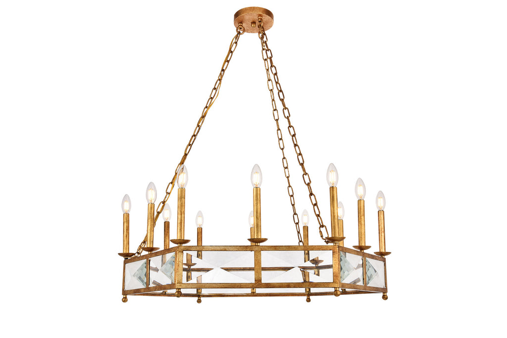 ZC121-1537D38GI - Urban Classic: Exeter 12 light Golden Iron Chandelier Clear Royal Cut Crystal