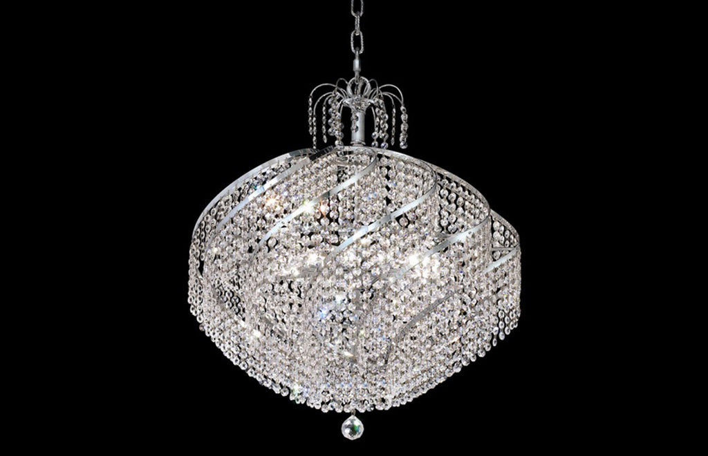 C121-8052D26C/EC - Regency Lighting: Spiral 15 light Chrome Chandelier Clear Elegant Cut Crystal