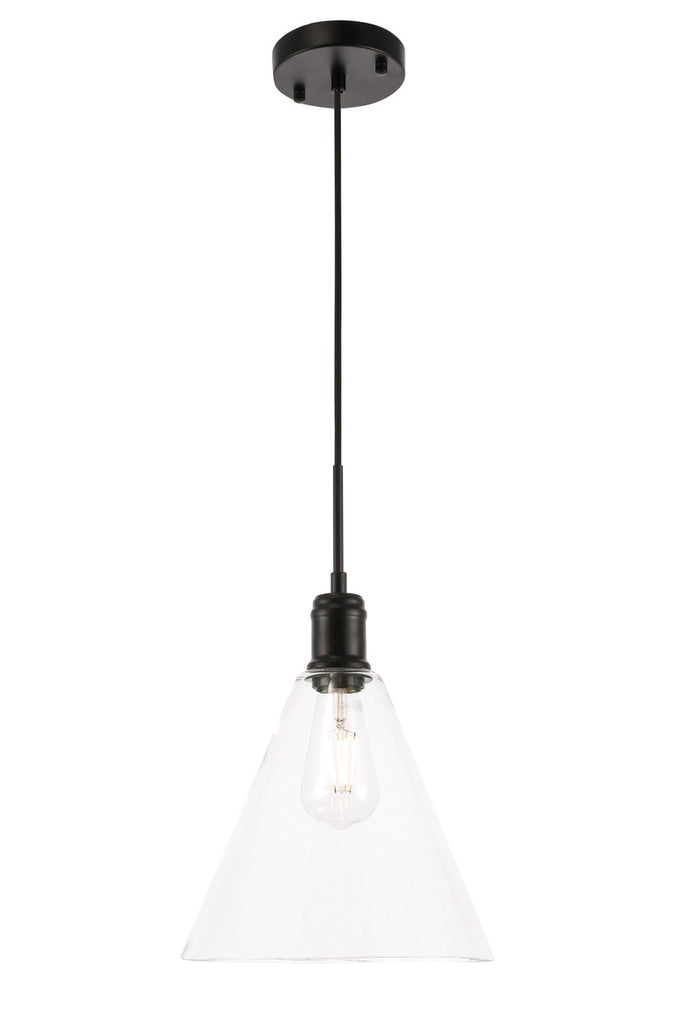 ZC121-LD6225BK - Living District: Hugh 1 light Black and Clear glass pendant