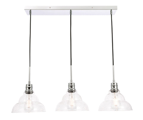 ZC121-LD6223C - Living District: Clive 3 light Chrome and Clear seeded glass pendant