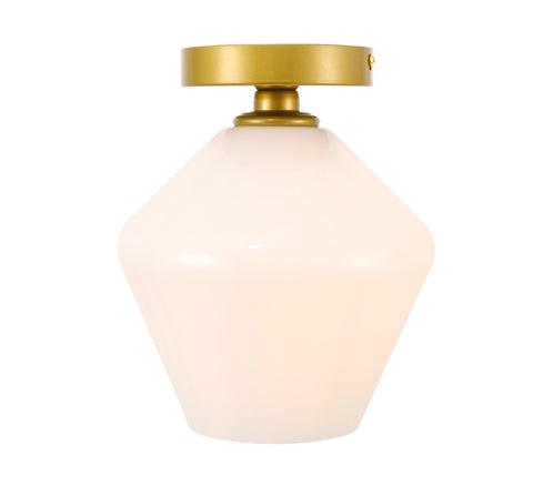 ZC121-LD2255BR - Living District: Gene 1 light Brass and Frosted white glass Flush mount