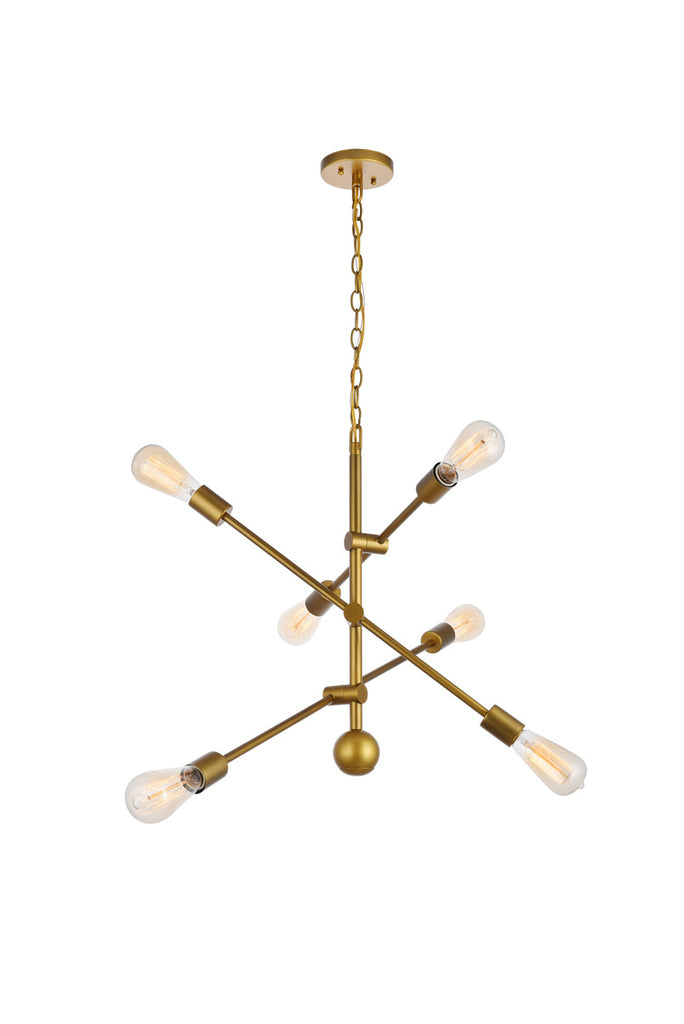 ZC121-LD8008D29BR - Living District: Axel 6 Lights Brass Pendant