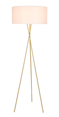 ZC121-LD6191BR - Living District: Cason 1 light Brass and White shade Floor lamp