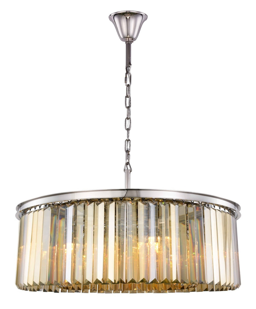 ZC121-1238G43PN-GT/RC - Urban Classic: Sydney 10 light Polished nickel Chandelier Golden Teak (Smoky) Royal Cut Crystal