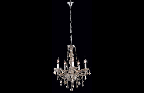 C121-7855D21GT-GT/RC - Regency Lighting: Verona 5 light Golden Teak Chandelier Golden Teak (Smoky) Royal Cut Crystal